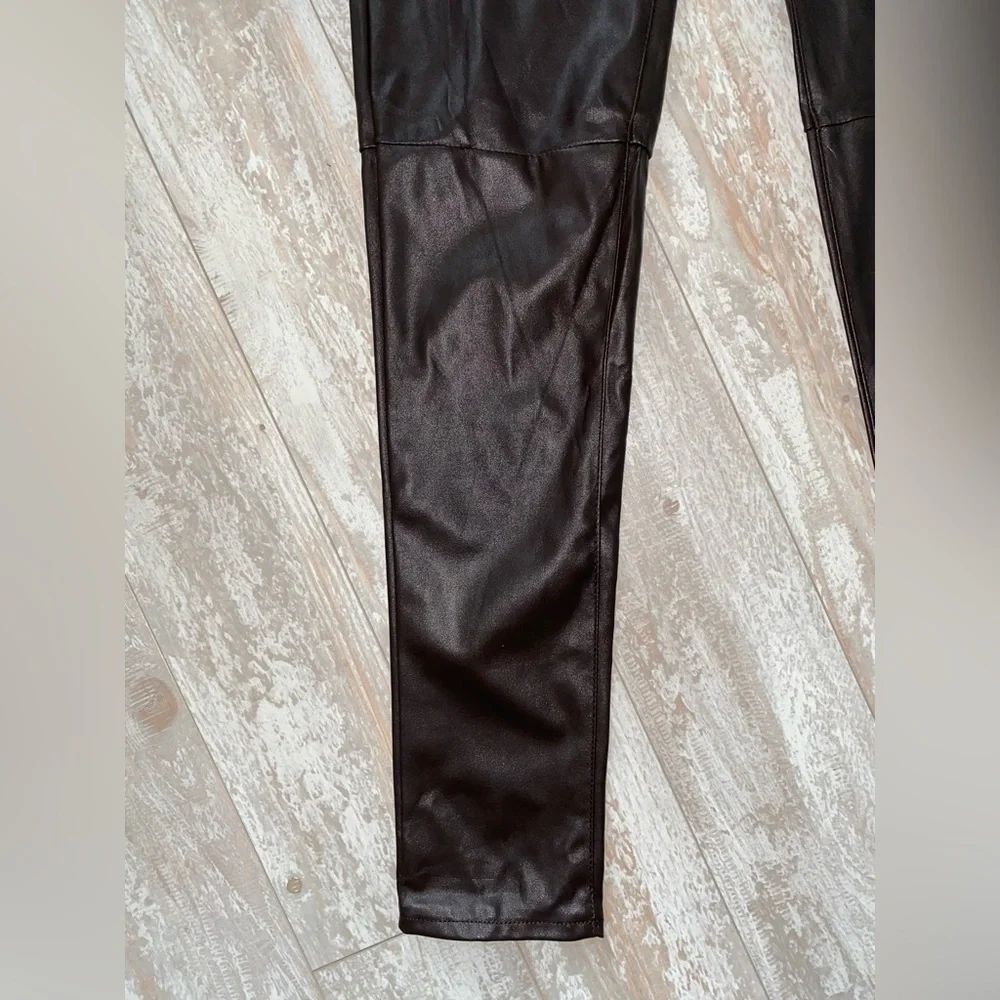 Michael Kors Faux Leather Chocolate Brown Leggings Size 4 Very GUC